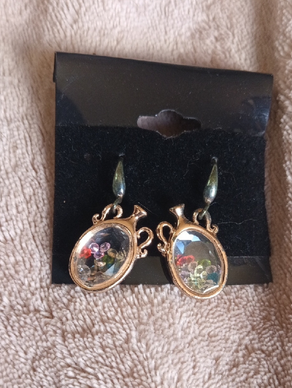 Gold-Tone Glass Bead Teardrop Dangle Earrings - Multicolor